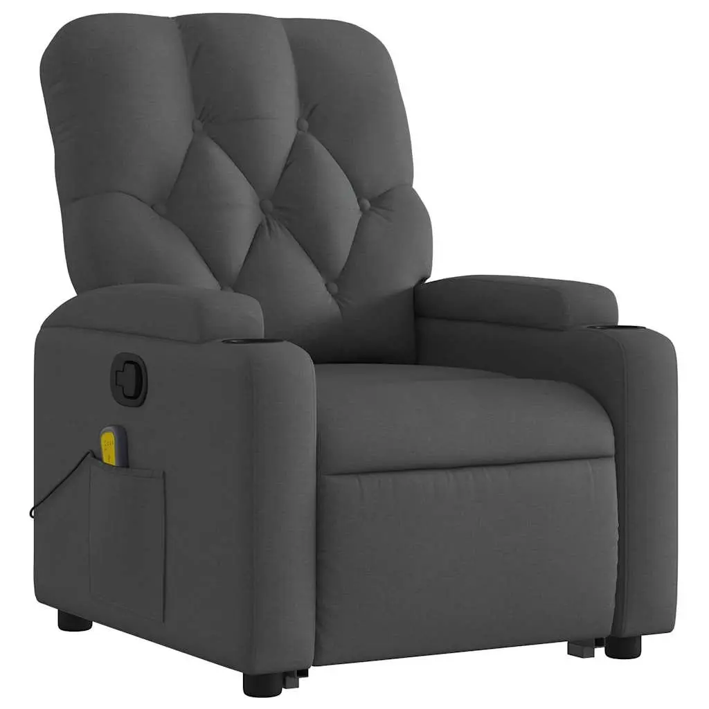 Massage Recliner Chair Grey Fabric Power Lift Manual Recline