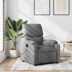 Massage Recliner Chair Grey Fabric Manual Recline Vibration 6 Points Armchair