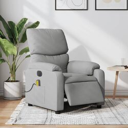 Electric Massage Recliner Chair Grey Fabric Armchair Vibration Relax Lounge