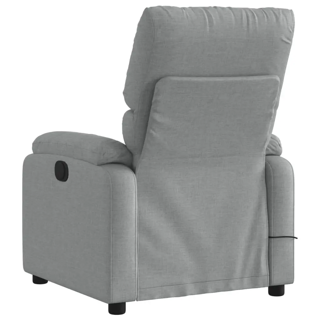 Electric Massage Recliner Chair Grey Fabric 135 Degrees Automatic Reclining 6 Point Vibration Massage