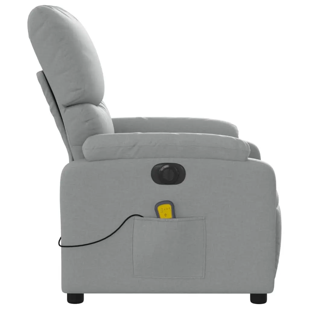 Electric Massage Recliner Chair Grey Fabric 135 Degrees Automatic Reclining 6 Point Vibration Massage