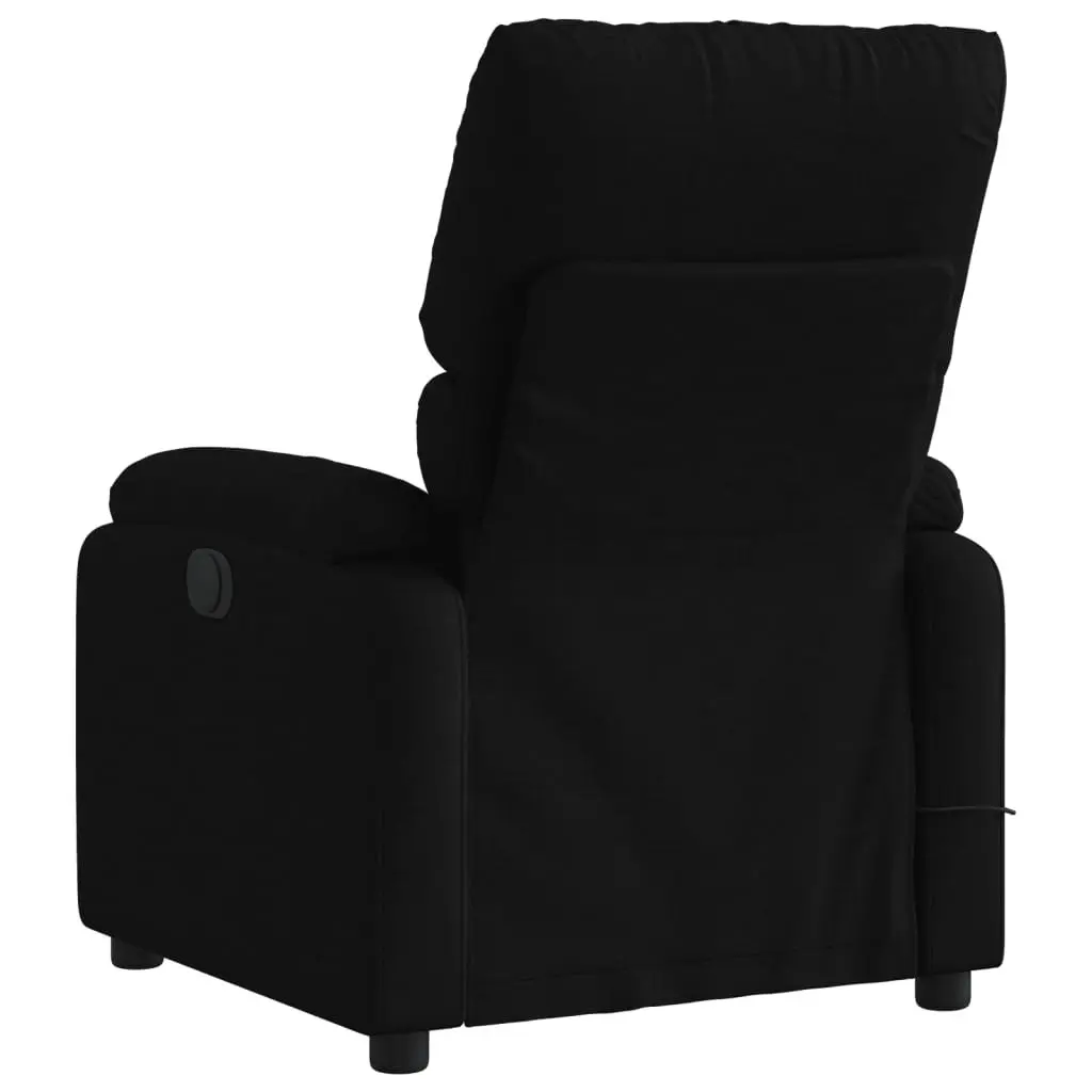 Electric Recliner Chair Black Fabric Automatic Footrest Massage Function