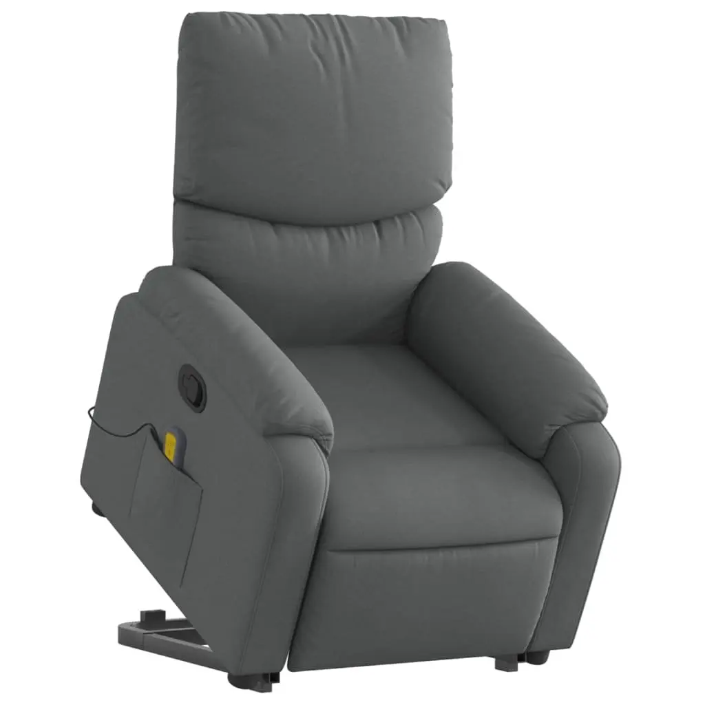 Electric Massage Recliner Chair Grey Fabric Power Lift Adjustable Backrest Vibration Massage