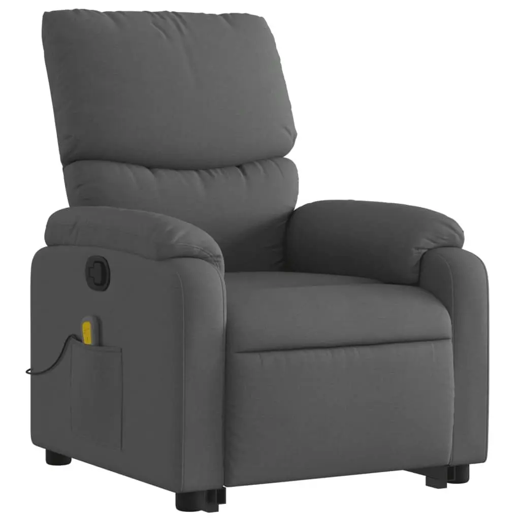 Electric Massage Recliner Chair Grey Fabric Power Lift Adjustable Backrest Vibration Massage
