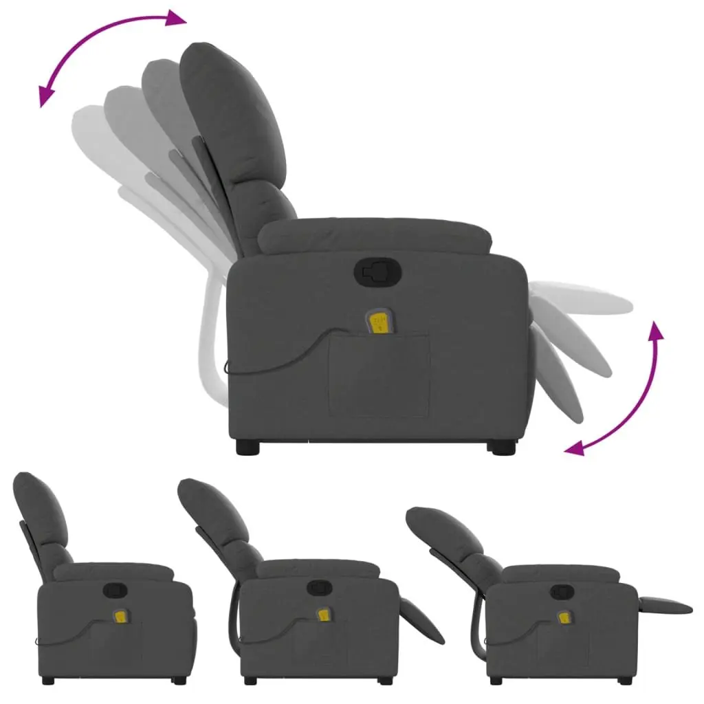 Electric Massage Recliner Chair Grey Fabric Power Lift Adjustable Backrest Vibration Massage