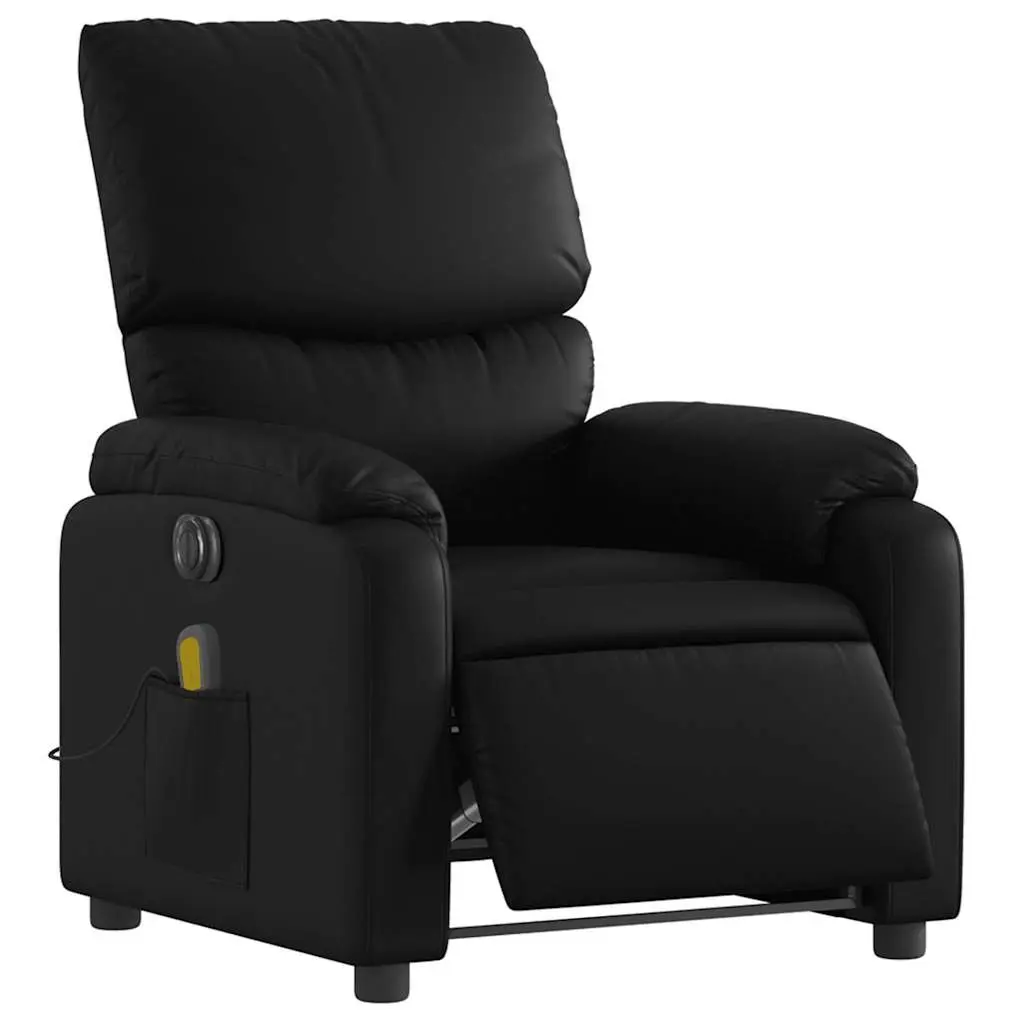 Electric Massage Recliner Chair Black Faux Leather Automatic Recline 135 Degrees