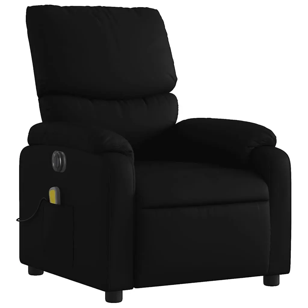 Electric Massage Recliner Chair Black Faux Leather Automatic Recline 135 Degrees