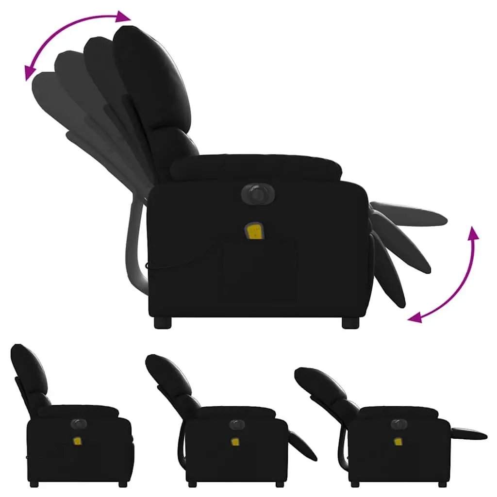 Electric Massage Recliner Chair Black Faux Leather Automatic Recline 135 Degrees