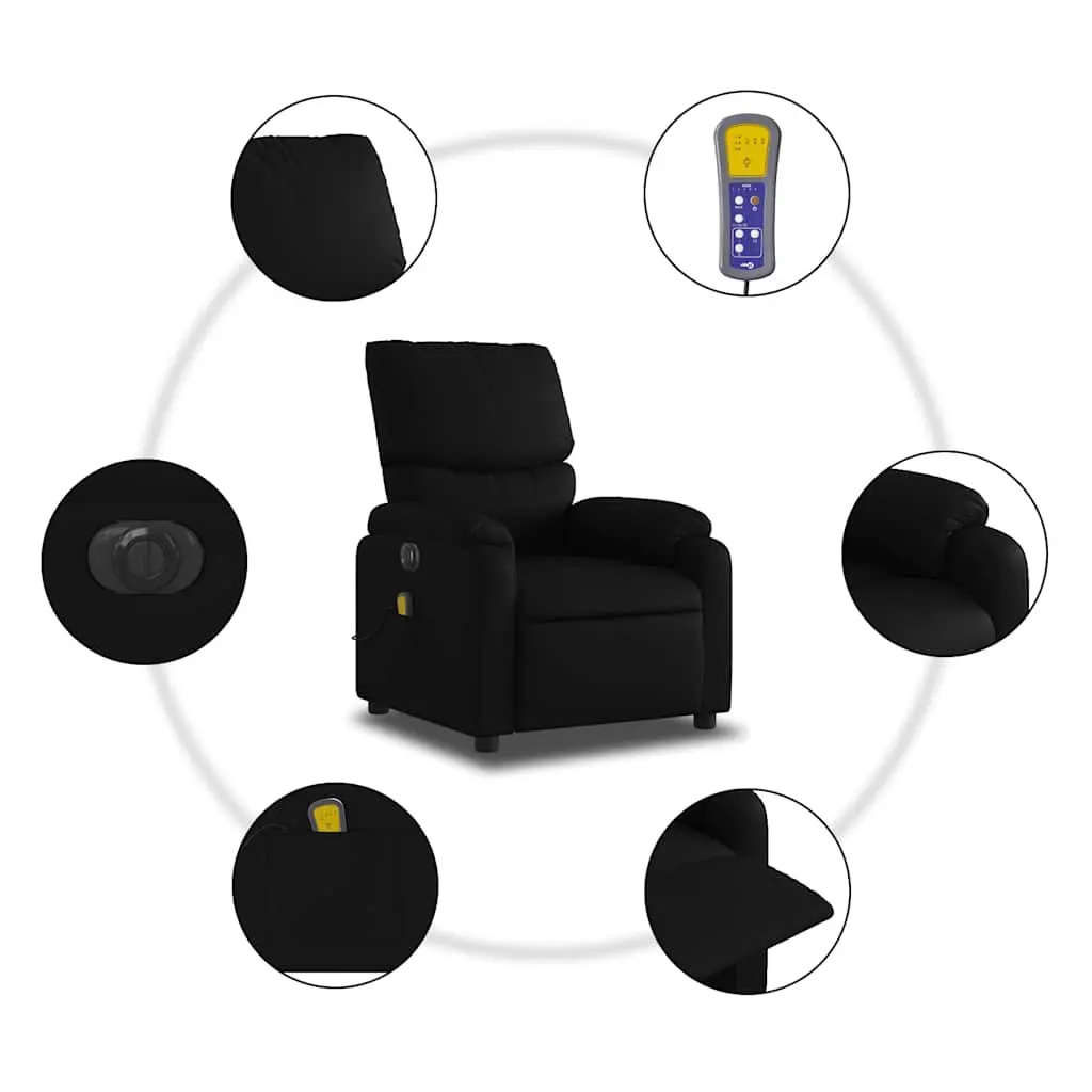 Electric Massage Recliner Chair Black Faux Leather Automatic Recline 135 Degrees