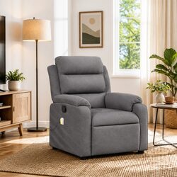 Compact Grey Fabric Massage Recliner Chair