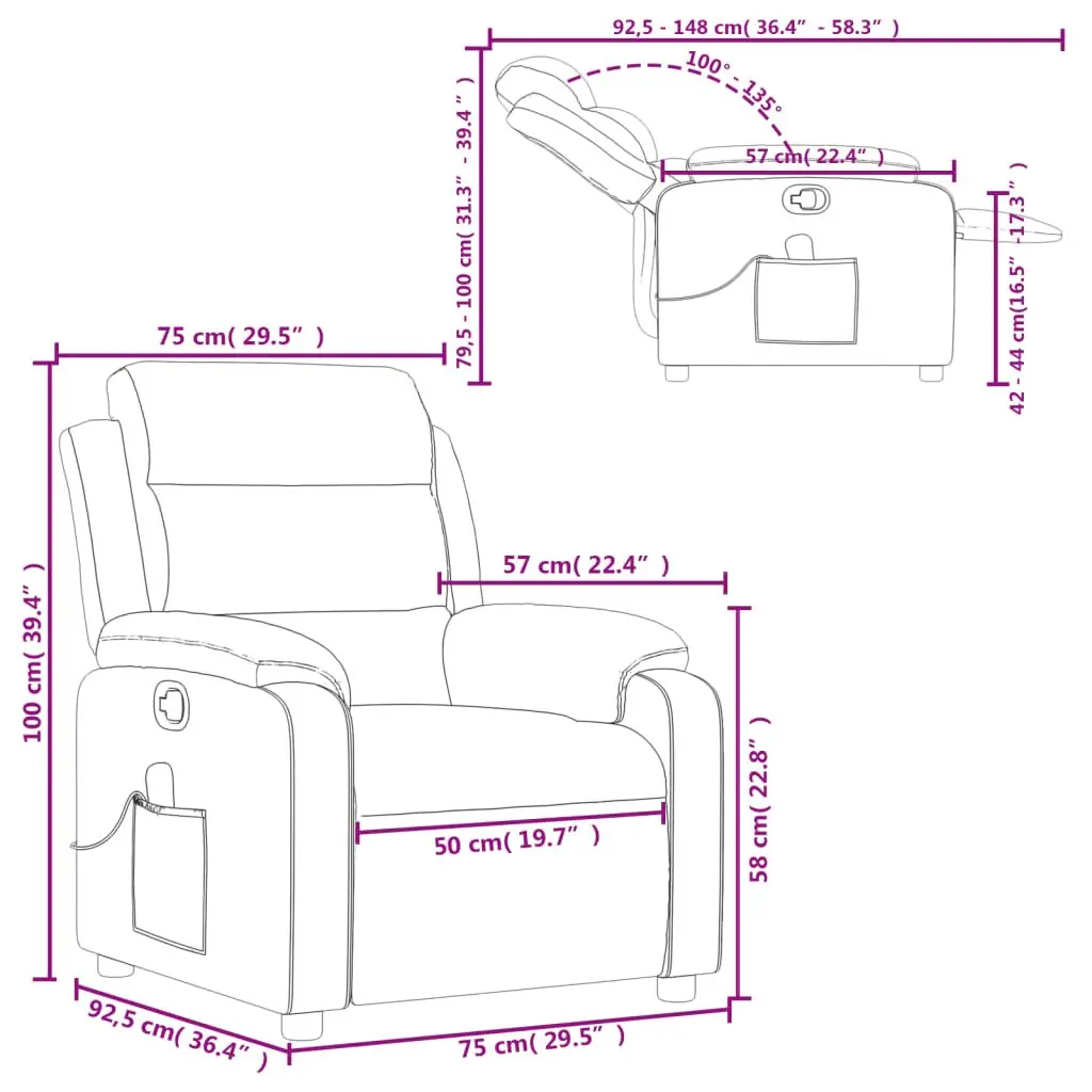 Grey Fabric Massage Recliner Chair