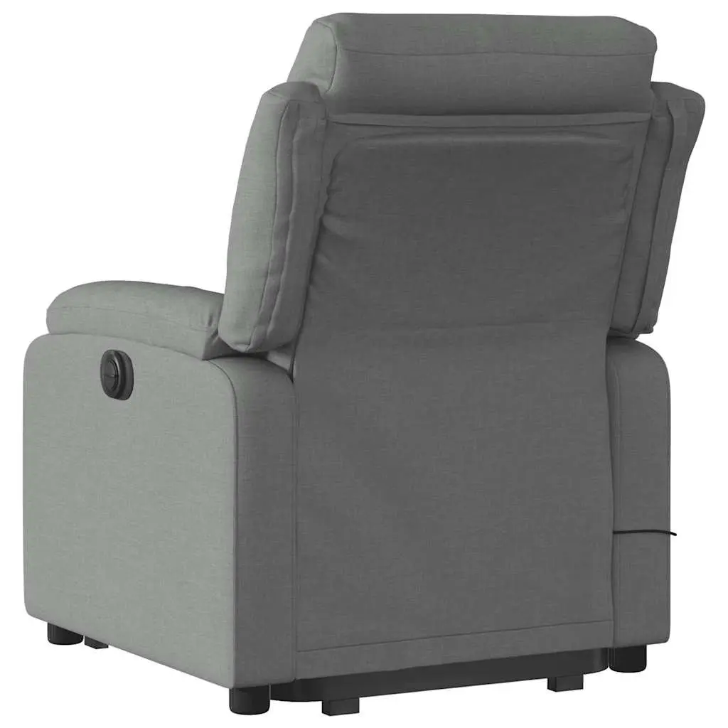 Electric Massage Recliner Chair Grey Fabric Power Lift Manual Recline 6 Point Vibration Massage