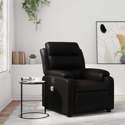 Concise and Confident: Black Faux Leather Massage Recliner