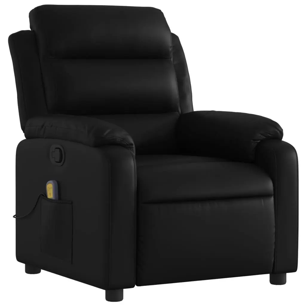 Black Faux Leather Massage Recliner Chair Manual Vibration 135 Degrees Adjustable Armchair