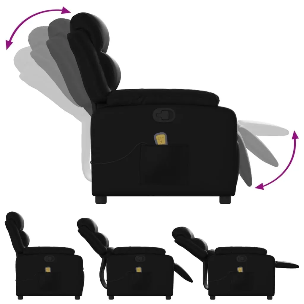 Black Faux Leather Massage Recliner Chair Manual Vibration 135 Degrees Adjustable Armchair