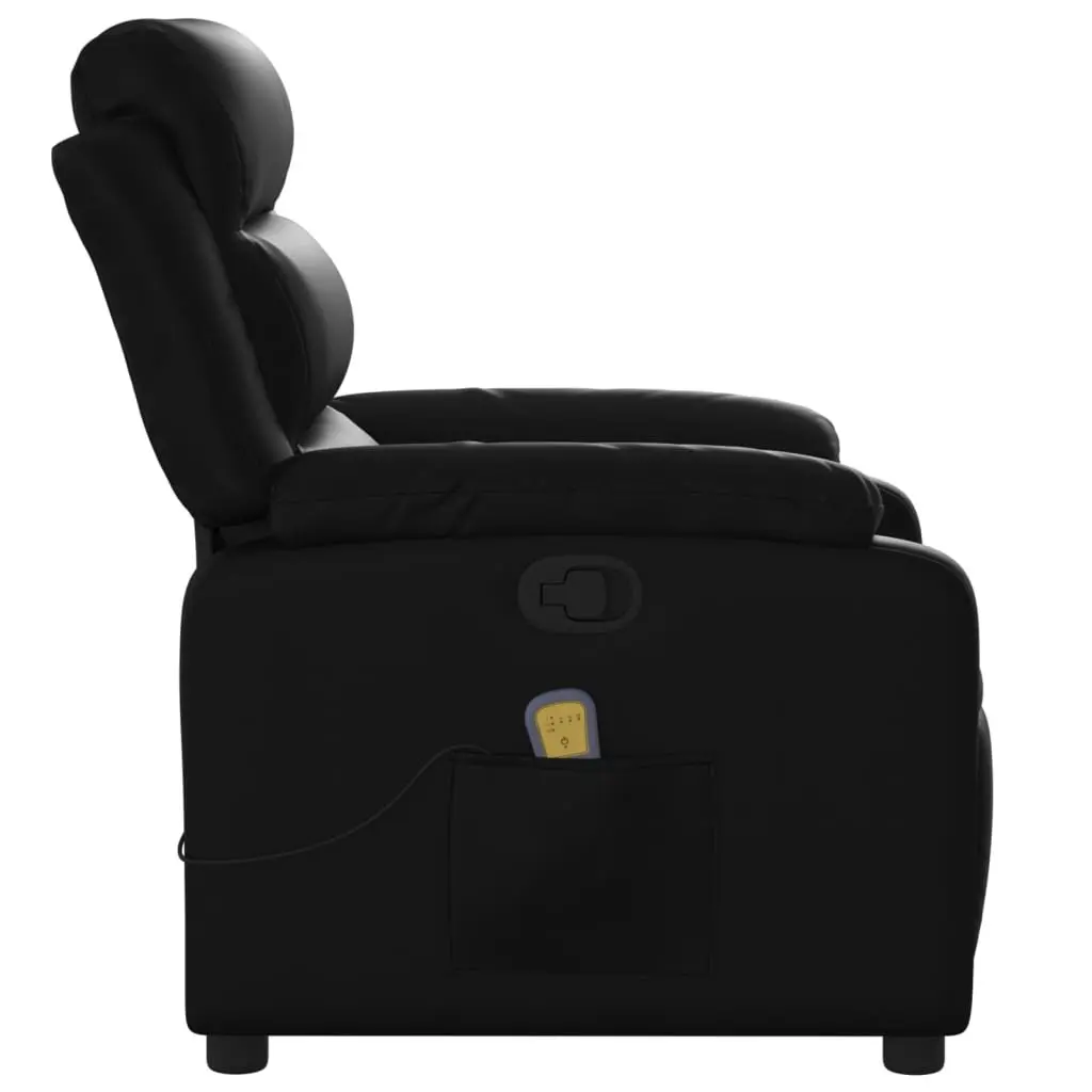 Black Faux Leather Massage Recliner Chair Manual Vibration 135 Degrees Adjustable Armchair