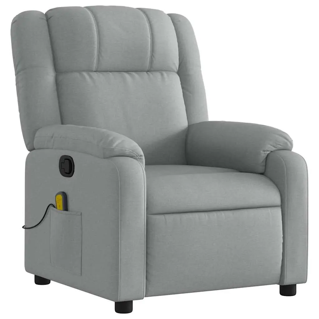 Massage Chair Grey Fabric Manual Recline Vibration Recliner Armchair