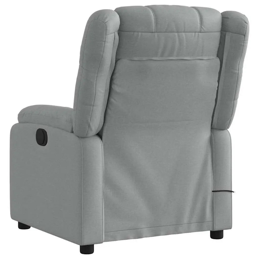 Massage Chair Grey Fabric Manual Recline Vibration Recliner Armchair