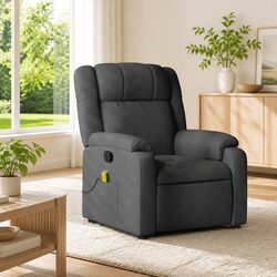 Compact Grey Manual Reclining Chair with Vibration Massage