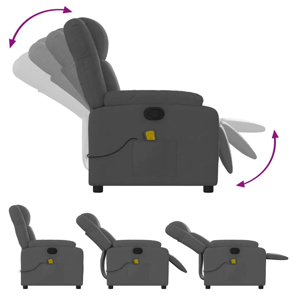 Grey Manual Reclining Chair with Vibration Massage