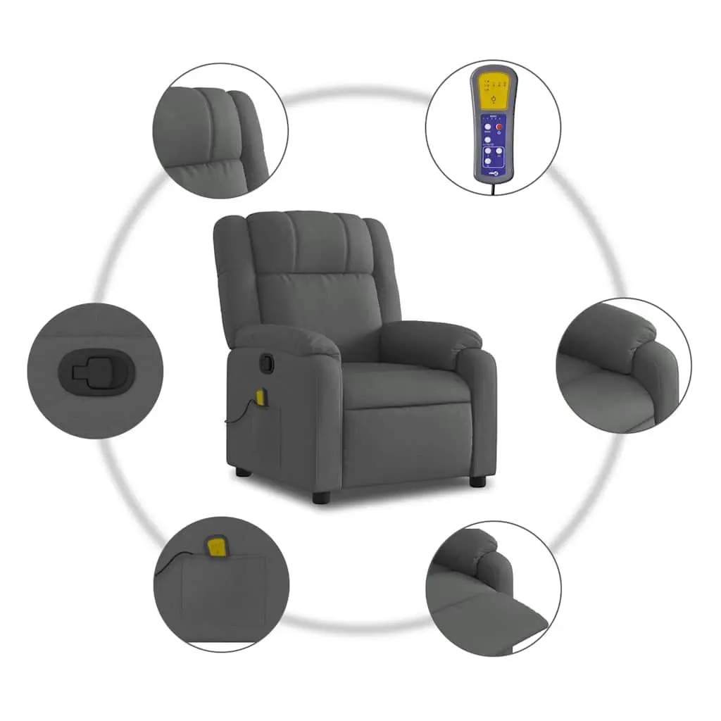 Grey Manual Reclining Chair with Vibration Massage