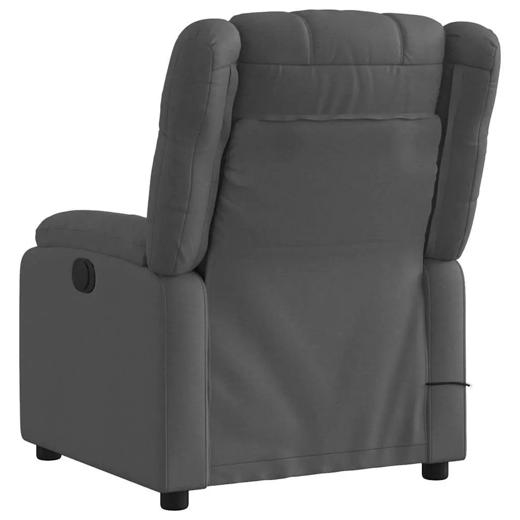 Electric Recliner Chair Grey Fabric Adjustable Footrest Vibration Massage Function