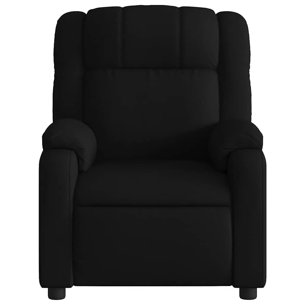 Electric Massage Recliner Chair Black Fabric Spacious Padded Seat Automatic Reclining Function
