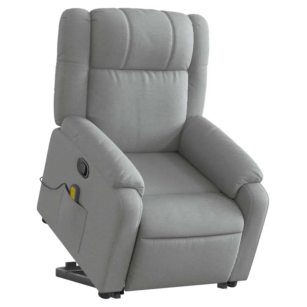Stand Up Massage Recliner Chair with Power Lift Grey Fabric Armchair Elderly