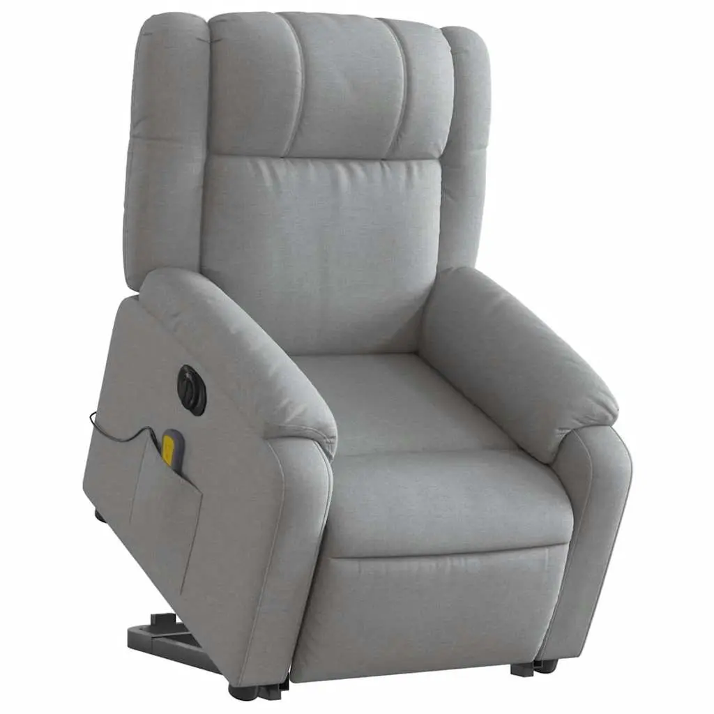 Electric Massage Chair Grey Fabric Power Lift Recline 135 Degree Tilt