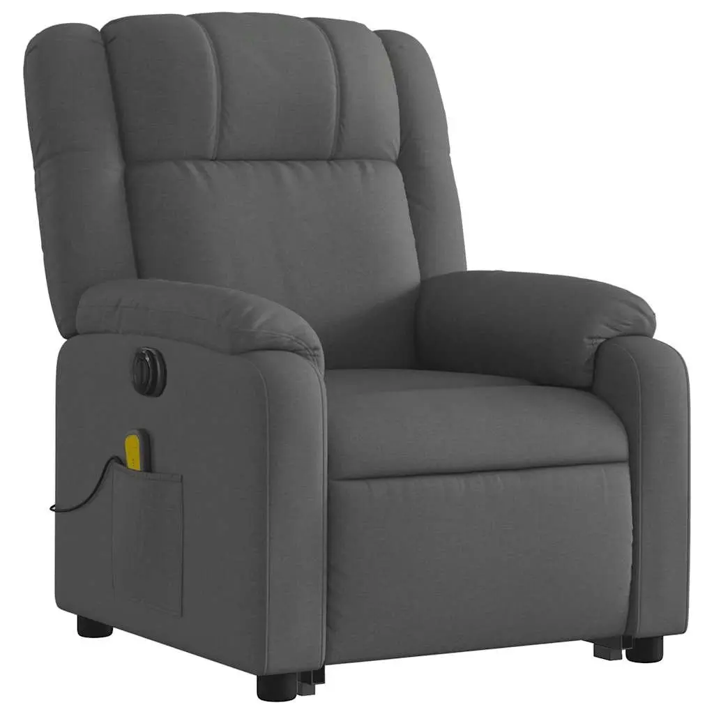 Electric Massage Recliner Chair Grey Fabric Power Lift Vibration