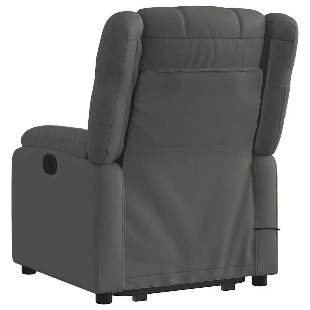 Electric Massage Recliner Chair Grey Fabric Power Lift Vibration