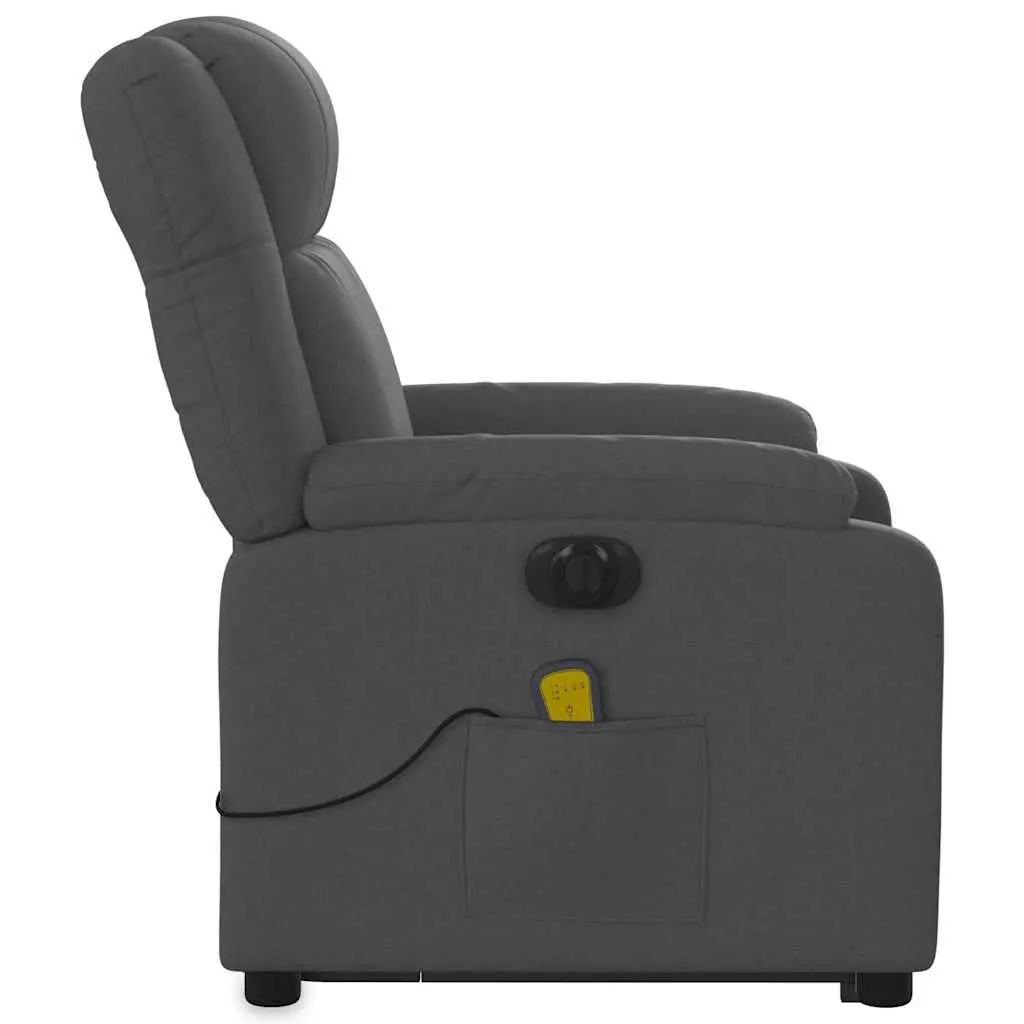Electric Massage Recliner Chair Grey Fabric Power Lift Vibration