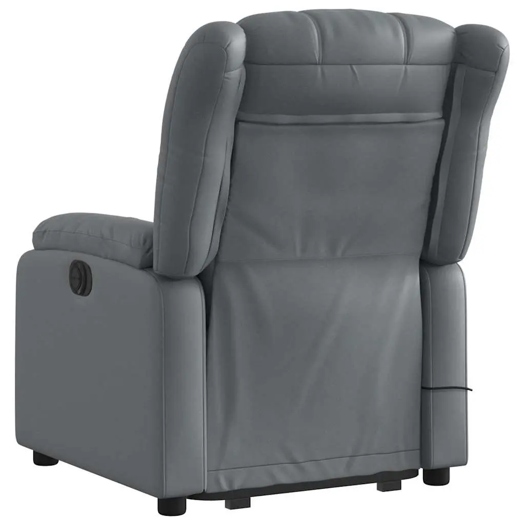 Electric Recliner Chair Grey Faux Leather Power Lift with Massage Function