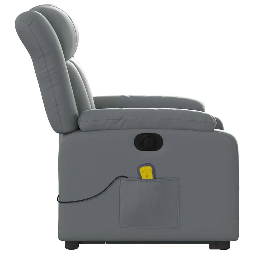 Electric Recliner Chair Grey Faux Leather Power Lift with Massage Function