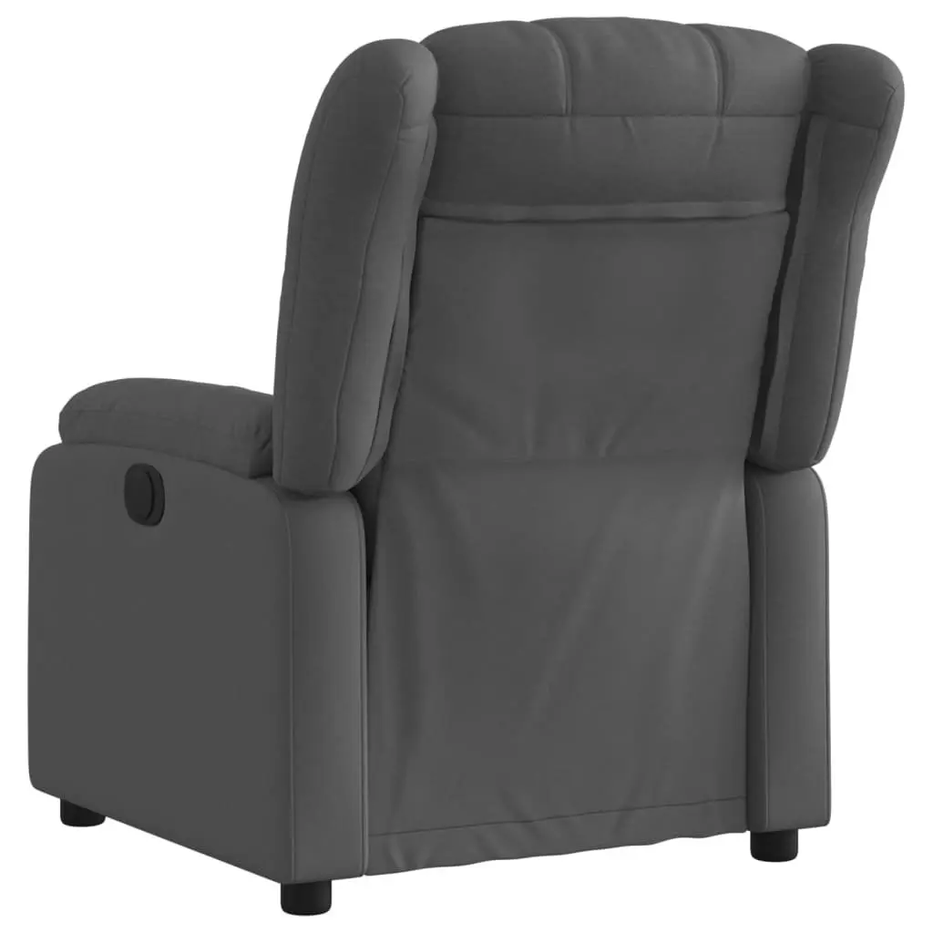 Manual Recliner Armchair Grey Fabric Adjustable Footrest Padded Seat Side Pocket