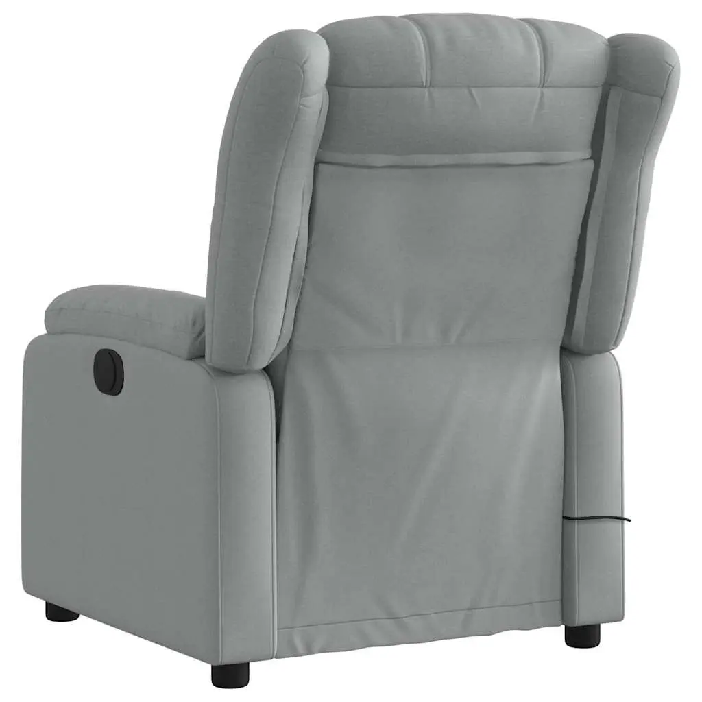 Recliner Chair Light Grey Fabric Manual Vibration Massage Adjustable Armchair