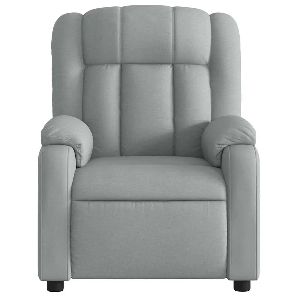 Recliner Chair Light Grey Fabric Manual Vibration Massage Adjustable Armchair