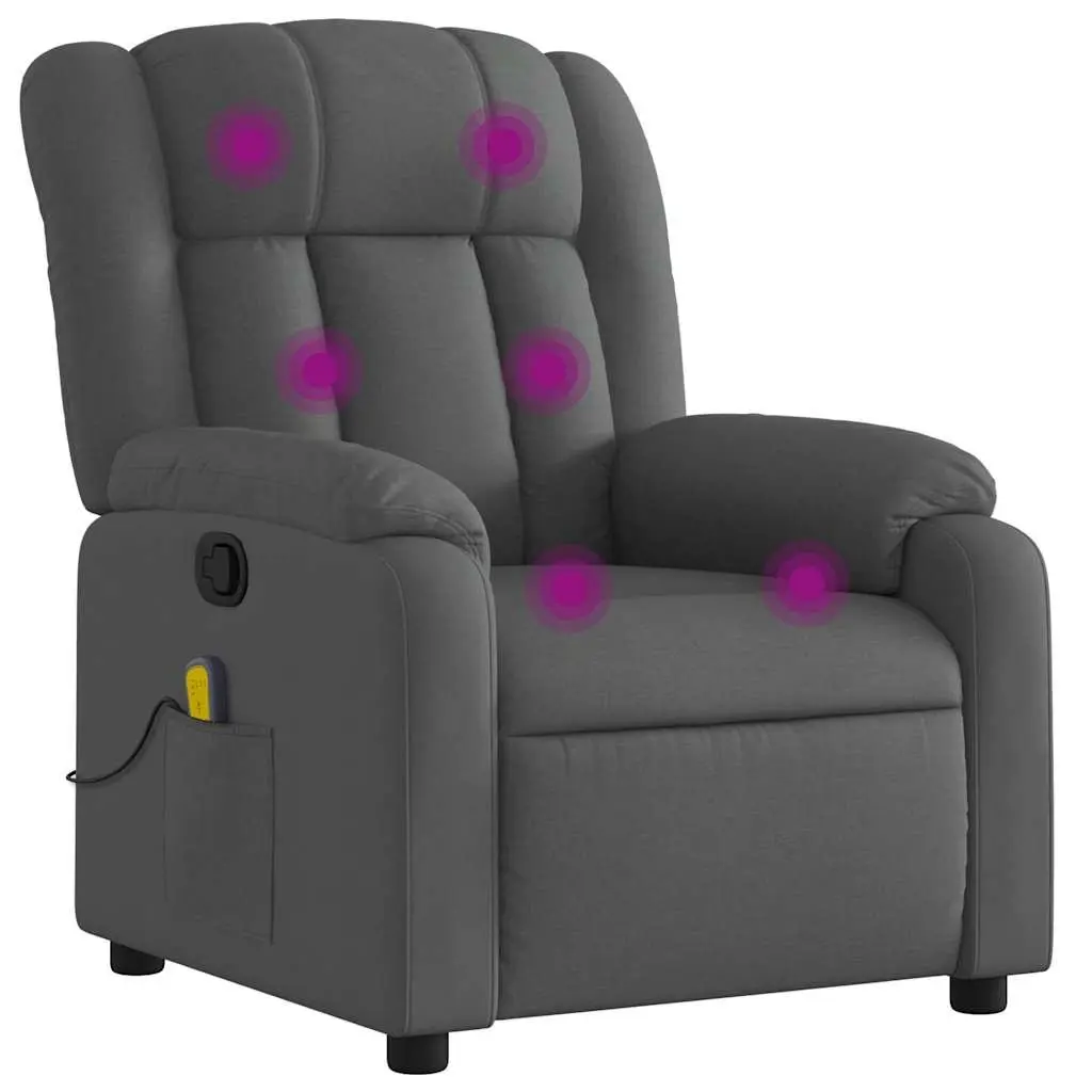 Massage Chair Grey Fabric 135 Degrees Manual Recline 6 Vibrating Massage Points