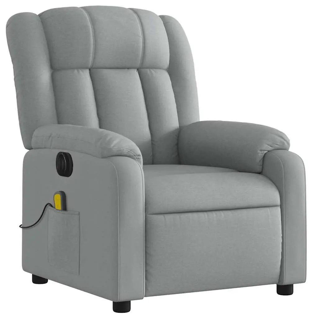 Electric Recliner Chair Grey Fabric Adjustable Footrest with Vibration Massage 135 Degrees