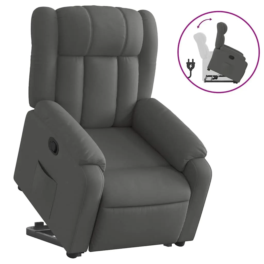Stand Up Recliner Chair Dark Grey Fabric Electric Power Lift for Elderly