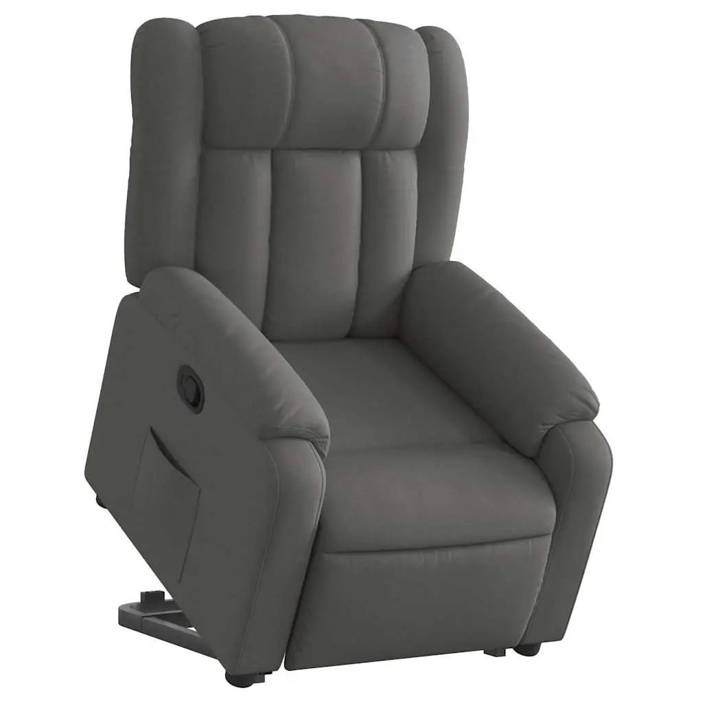 Stand Up Recliner Chair Dark Grey Fabric Electric Power Lift for Elderly