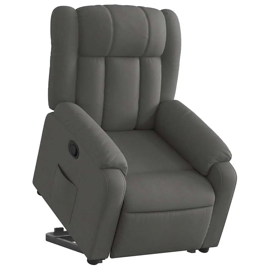 Electric Massage Chair Grey Fabric Stand Up Recliner with Power Lift and Vibration