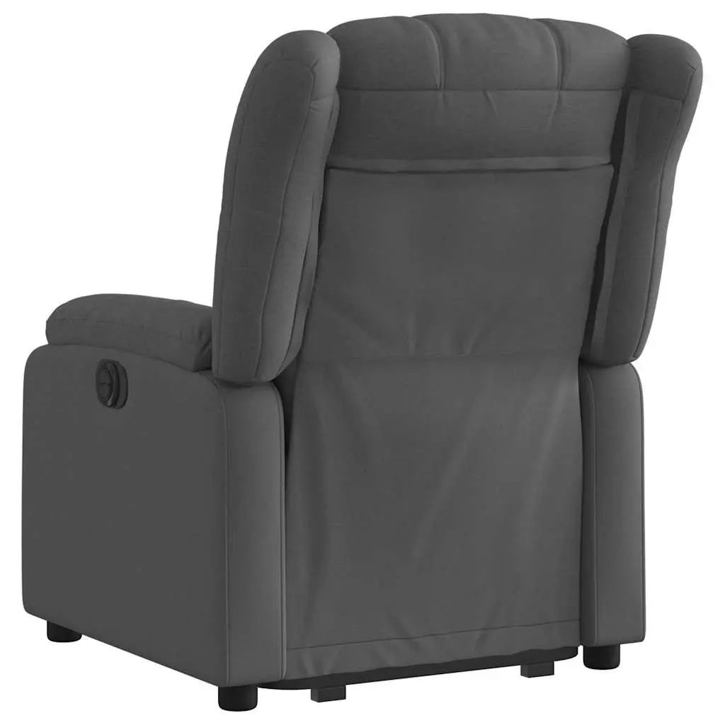 Electric Massage Chair Grey Fabric Stand Up Recliner with Power Lift and Vibration