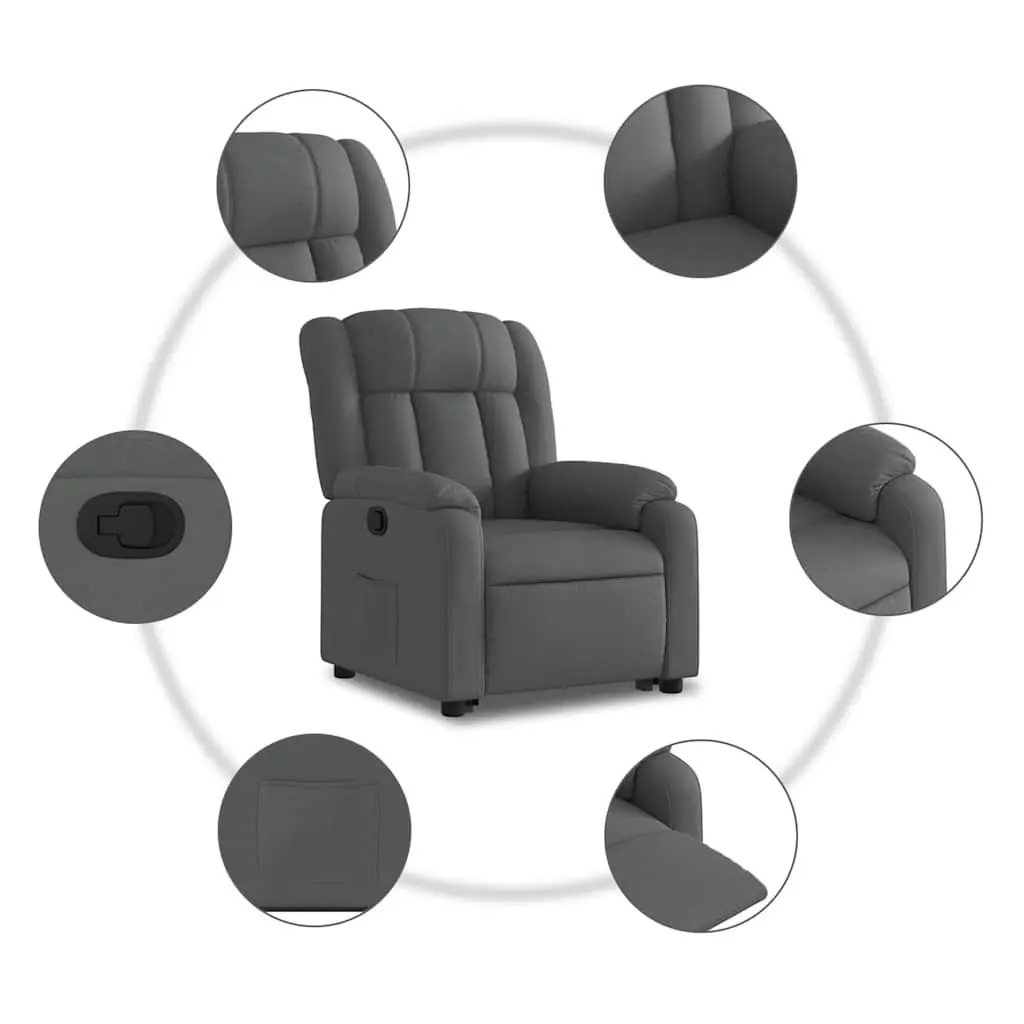 Electric Massage Chair Grey Fabric Stand Up Recliner with Power Lift and Vibration