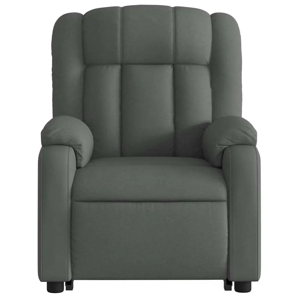 Electric Massage Chair Grey Fabric Stand Up Recliner with Power Lift and Vibration