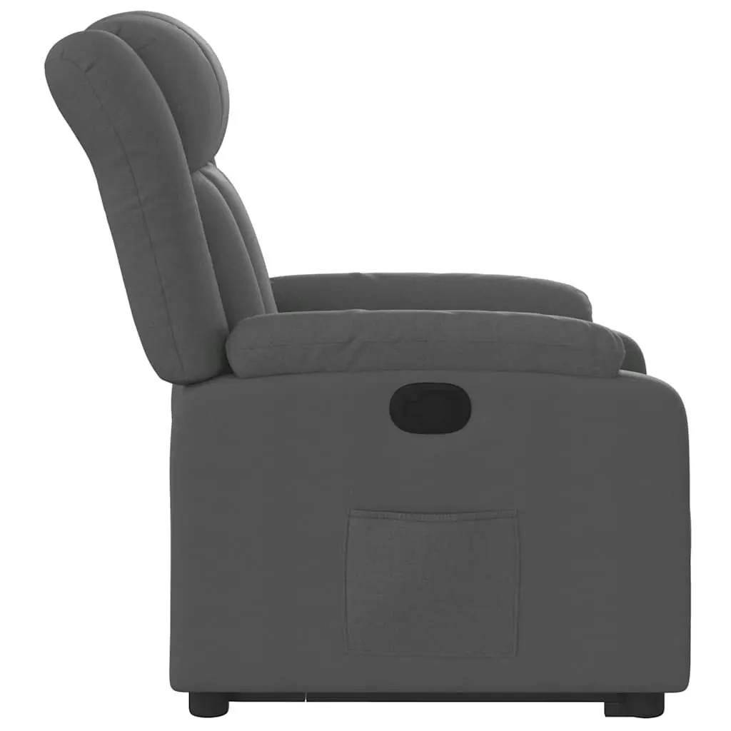 Electric Massage Chair Grey Fabric Stand Up Recliner with Power Lift and Vibration