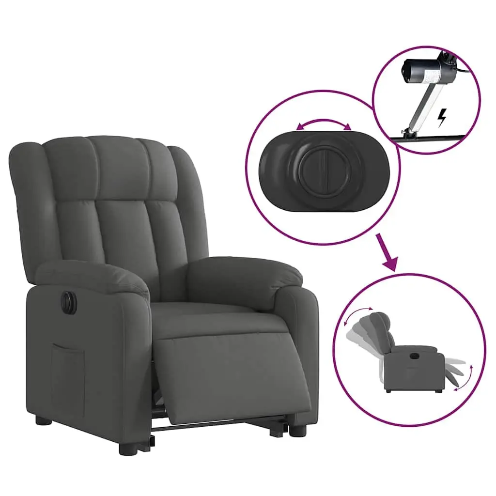Electric Recliner Chair Grey Fabric Power Lift Armchair