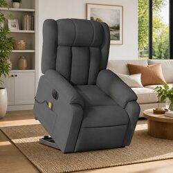 Electric Stand Up Massage Recliner Chair Grey Fabric Armchair Lift Recline