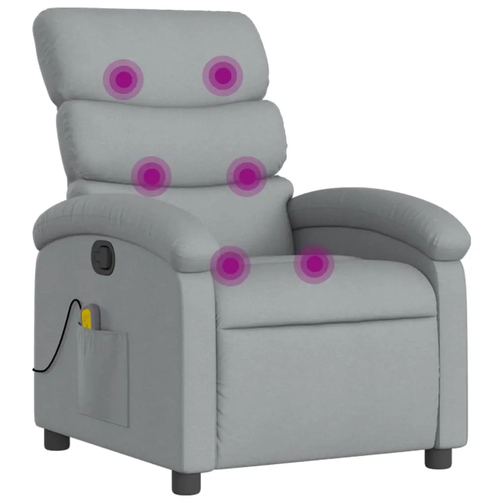 Recliner Chair Grey Fabric Vibration Manual Reclining Padded Armchair