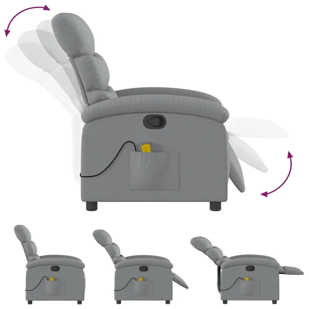 Recliner Chair Grey Fabric Vibration Manual Reclining Padded Armchair